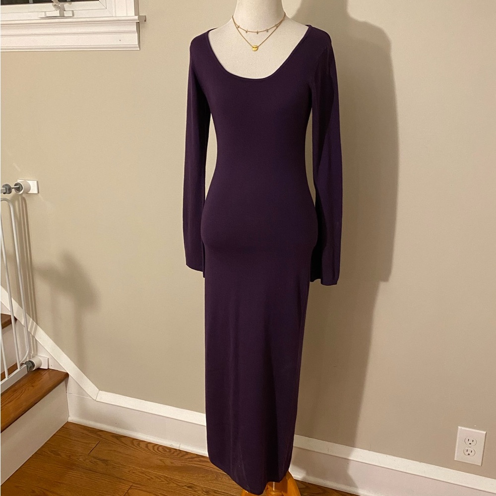 Cashmere and silk purple long sleeve maxi/midi sweater knit dress size xs